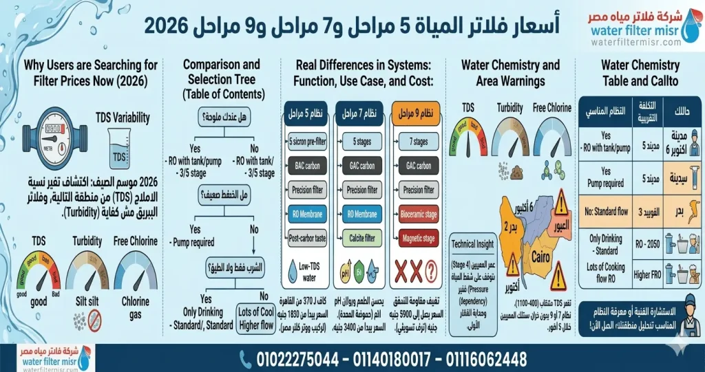 أسعار فلاتر المياة 5 مراحل و7 مراحل و9 مراحل 2026