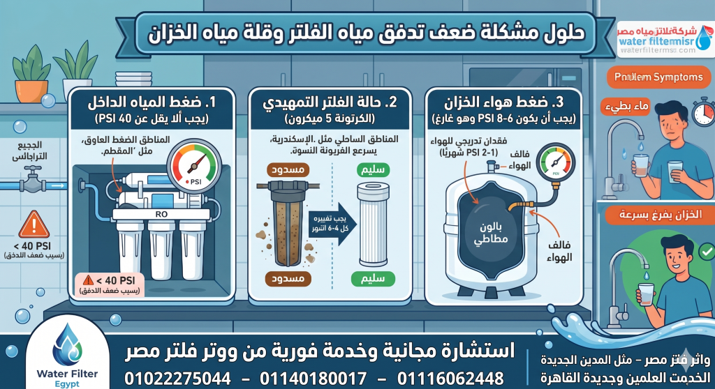 ضعف تدفق المياه من الفلتر: كيف تتعامل مع مشكلة قلة مياه الخزان